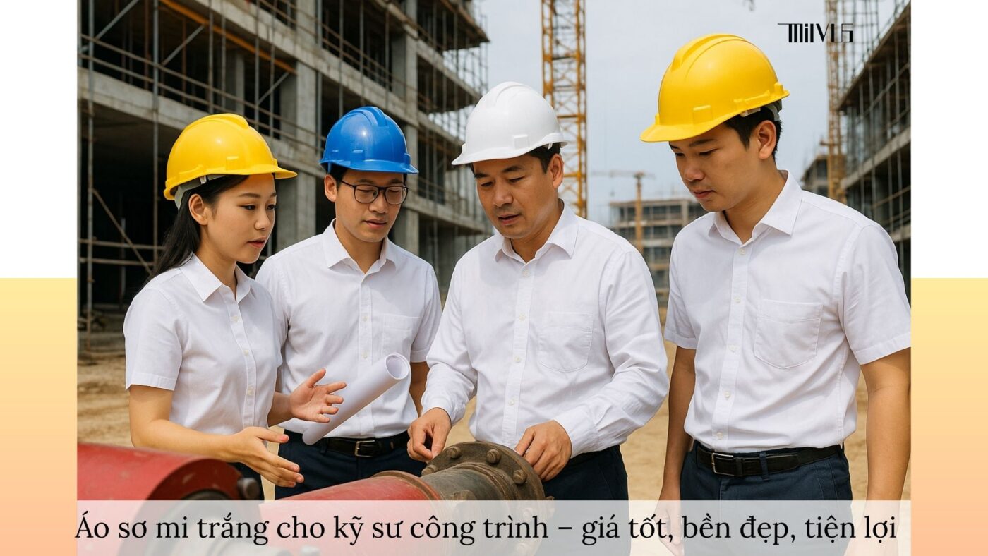 Áo sơ mi trắng cho kỹ sư công trình – giá tốt, bền đẹp, tiện lợi.