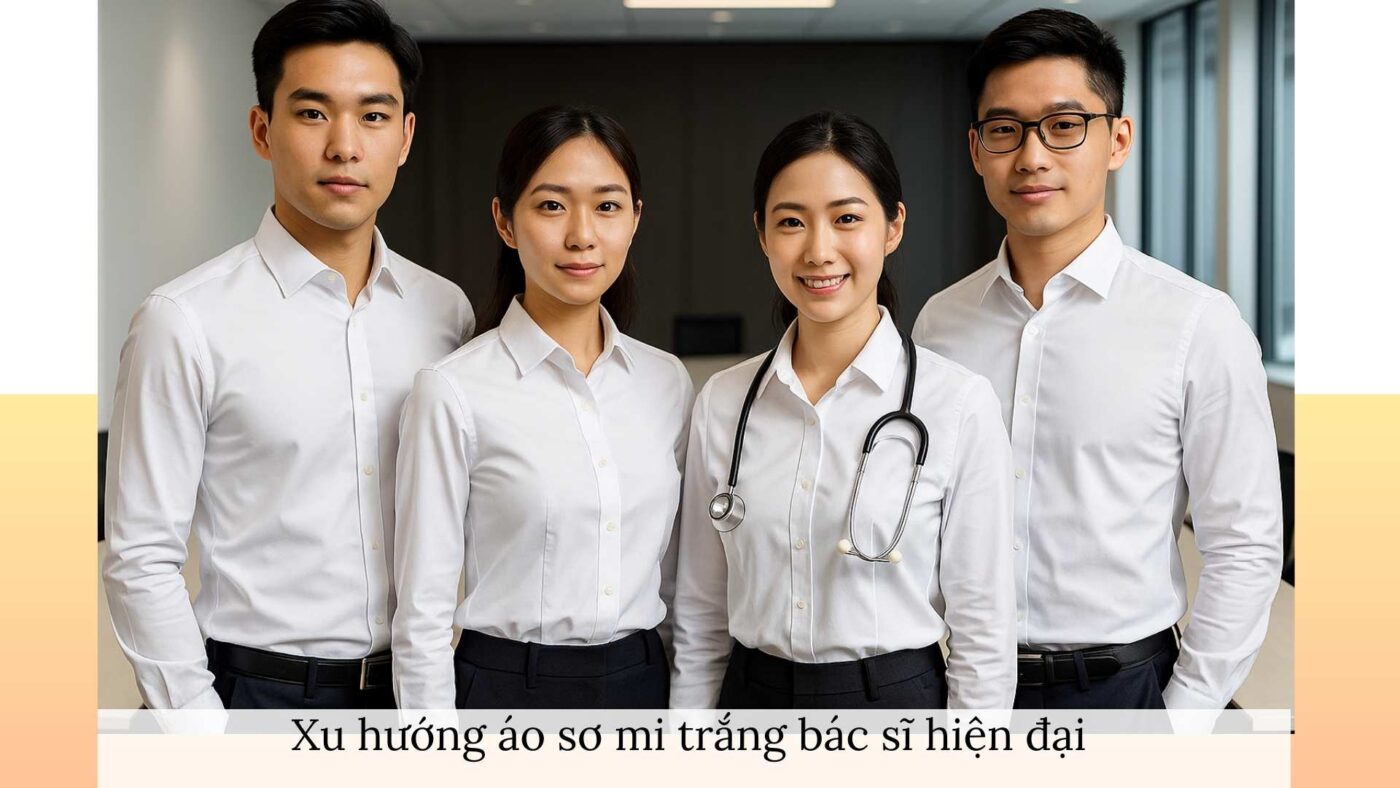 Xu hướng áo sơ mi trắng cho bác sĩ – hiện đại, slim-fit, kháng khuẩn