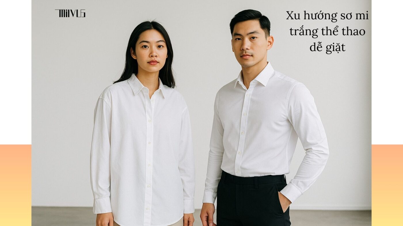 Áo sơ mi trắng cho người hay giặt máy – xu hướng thể thao hiện đại, dễ giặt.