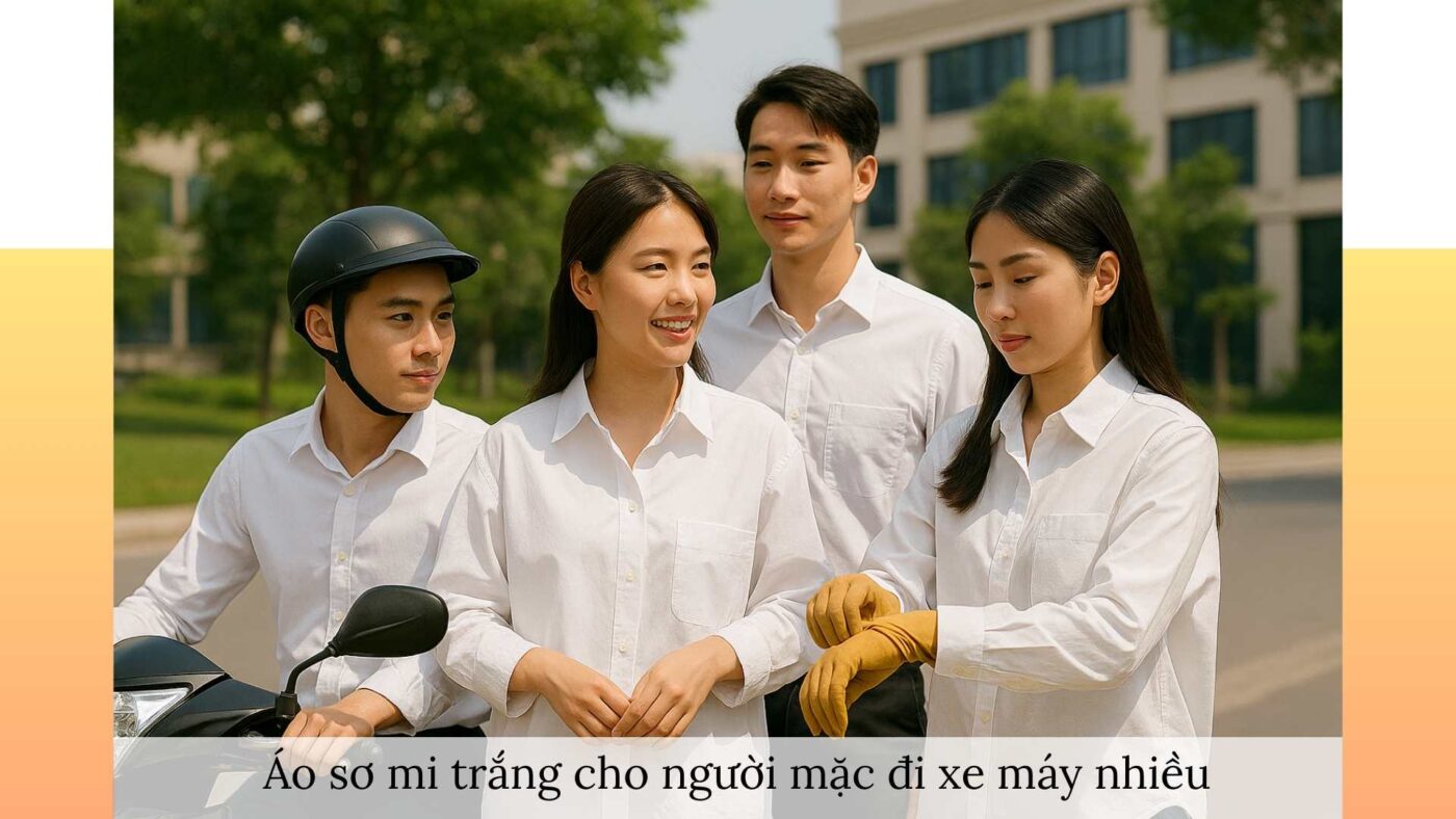 Áo sơ mi trắng cho người mặc đi xe máy nhiều – đa dạng phong cách, tiện lợi, thoáng khí, bền đẹp.