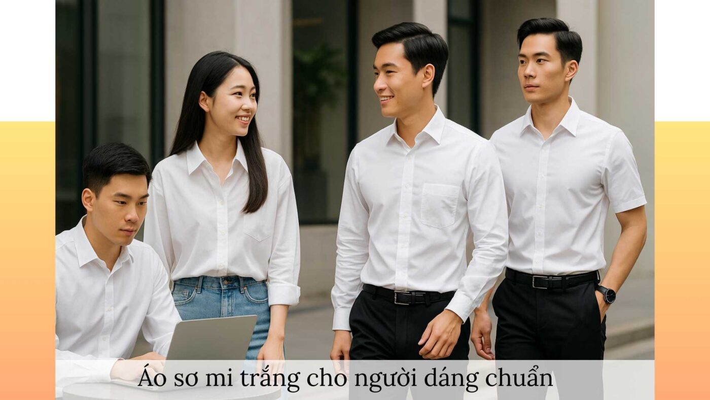 Áo sơ mi trắng cho người dáng chuẩn – đa năng, thanh lịch, phù hợp công sở, thể thao và du lịch