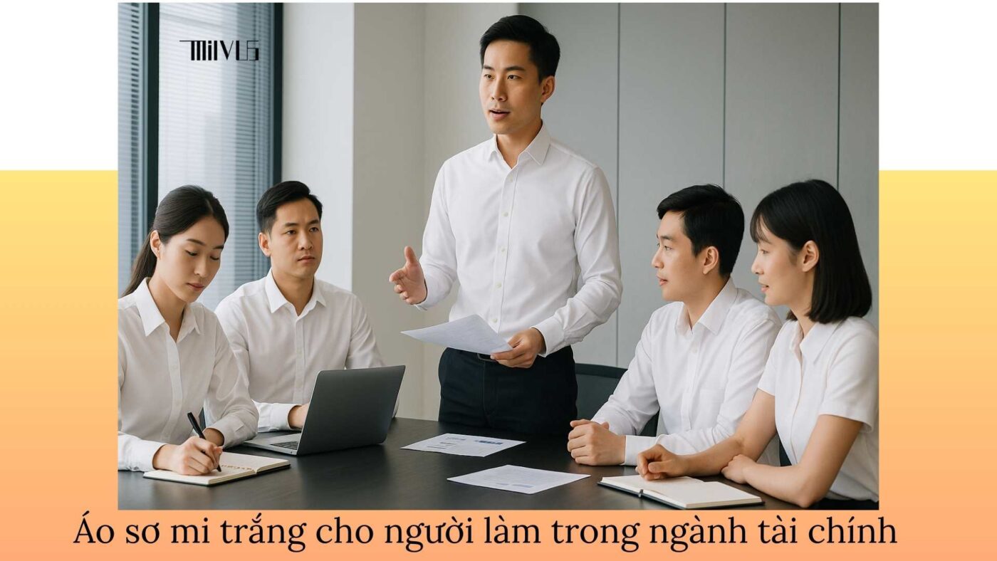 Áo sơ mi trắng cho người làm trong ngành tài chính – đồng bộ, tinh tế, chuyên nghiệp