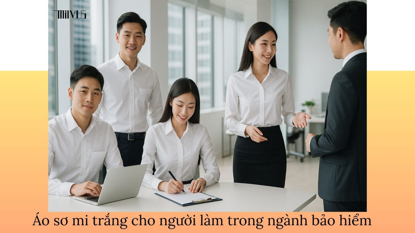 Áo sơ mi trắng cho người làm trong ngành bảo hiểm – đồng bộ, chuyên nghiệp, tạo niềm tin.