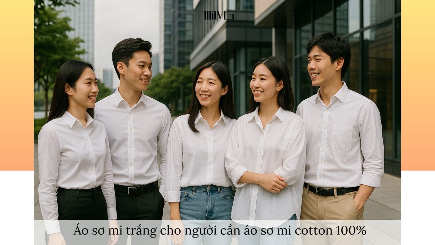 Áo sơ mi trắng cho người cần áo sơ mi cotton 100% – đa dạng phong cách, phù hợp công sở và đời sống.