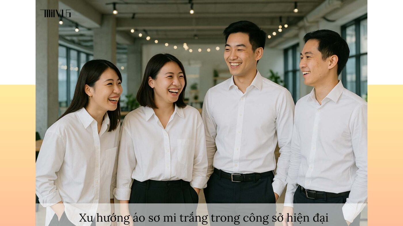 Xu hướng áo sơ mi trắng công sở – thanh lịch, năng động, phù hợp văn phòng hiện đại.