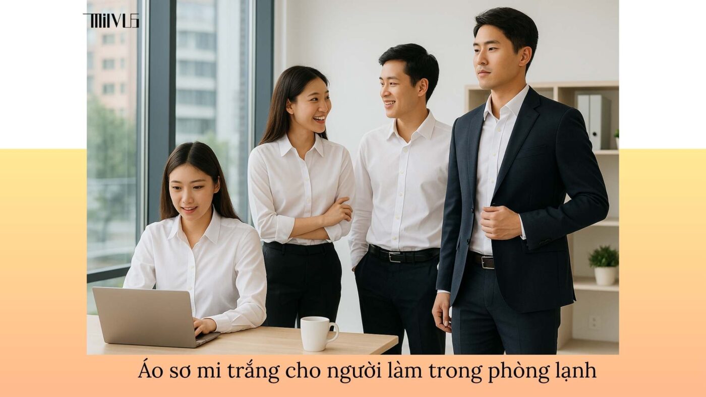 Áo sơ mi trắng cho người làm trong phòng lạnh – thoải mái, thanh lịch, phù hợp công sở hiện đại