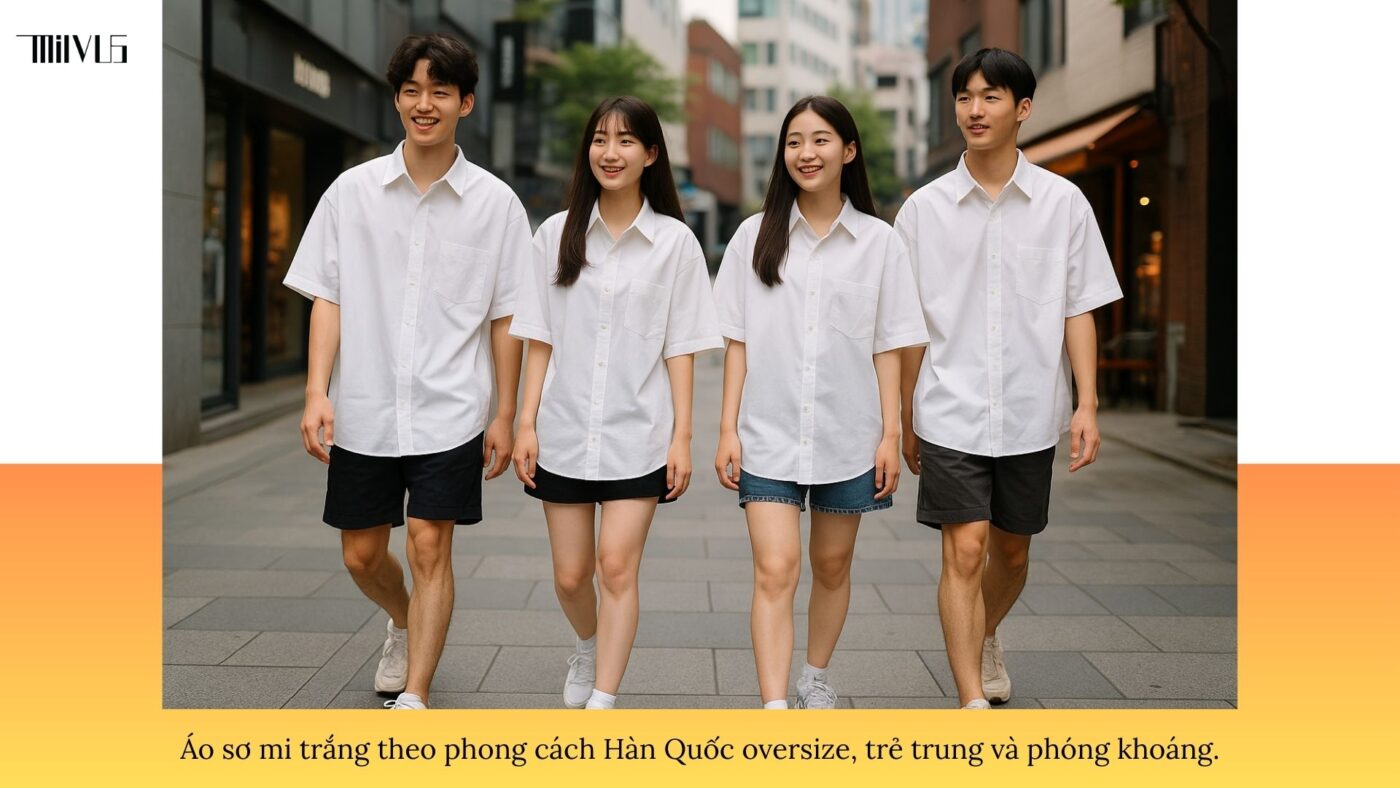 Áo sơ mi trắng oversize cho giới trẻ