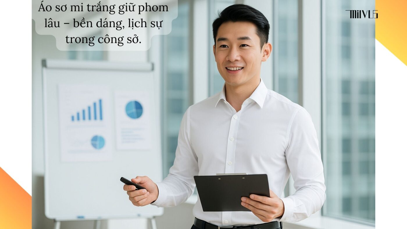 Áo sơ mi trắng cho người thích áo giữ phom lâu – bền dáng, lịch sự trong công sở