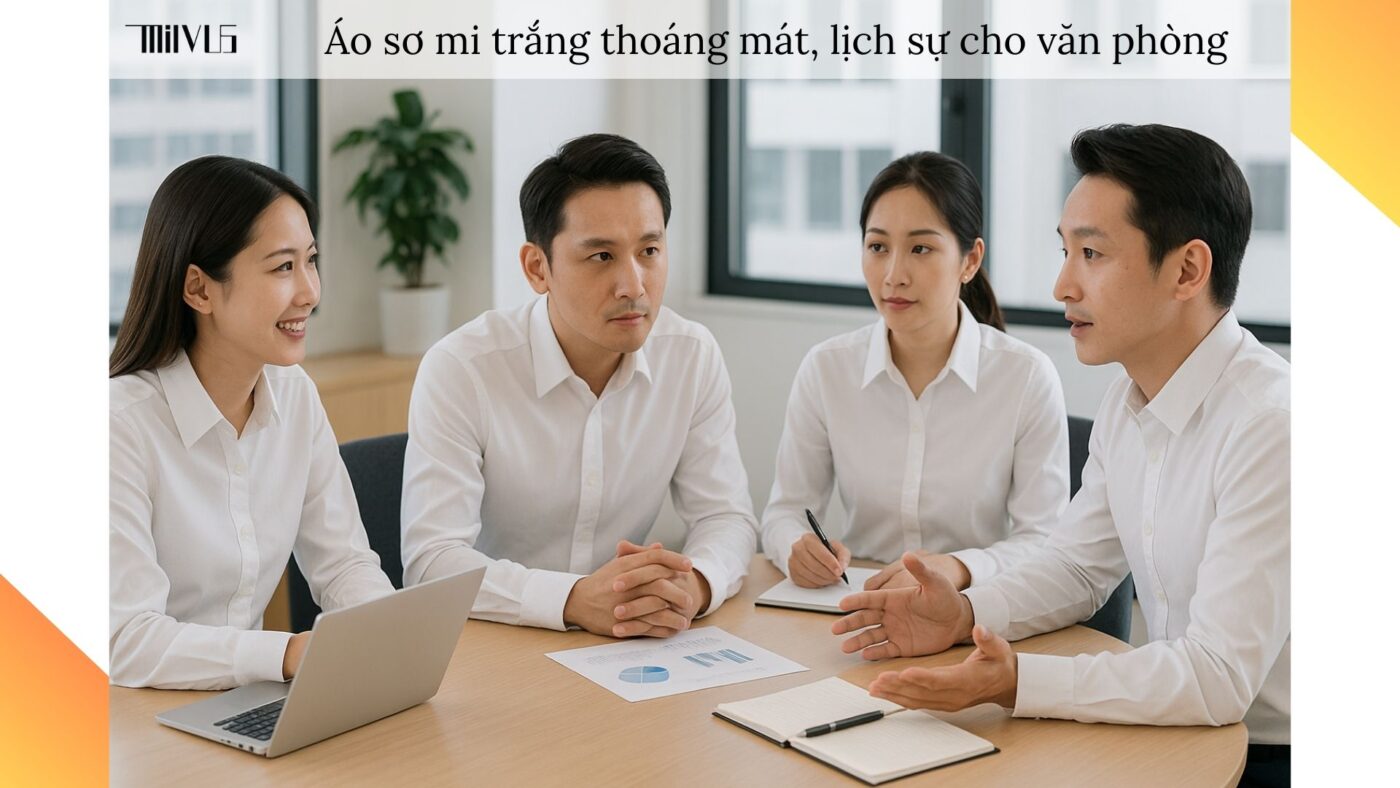 Áo sơ mi trắng cho người thích cảm giác mát – chuyên nghiệp, thoải mái trong công sở.