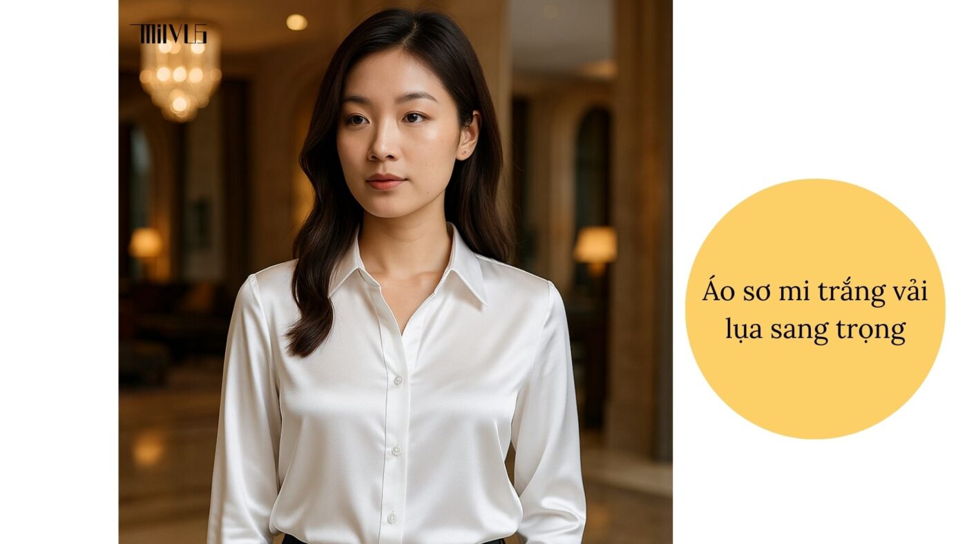 Áo sơ mi trắng cho người thích chất liệu cao cấp – sang trọng với vải lụa.
