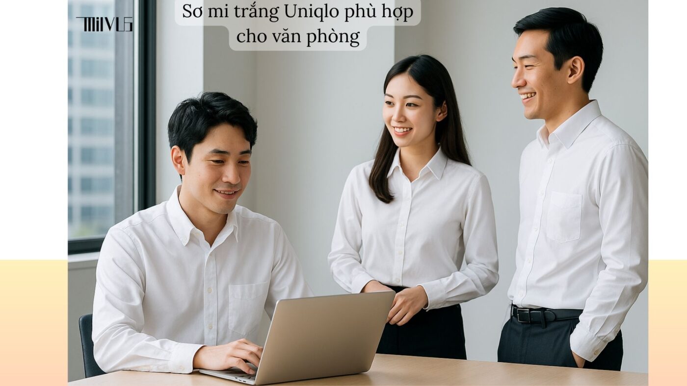 Áo sơ mi trắng Uniqlo vải mát – thanh lịch, chuyên nghiệp cho môi trường công sở