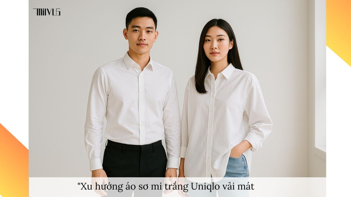 Xu hướng áo sơ mi trắng Uniqlo vải mát – tối giản, thời trang, bền vững