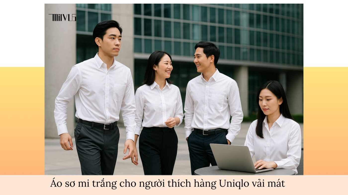 Áo sơ mi trắng Uniqlo vải mát – đa năng, thoáng khí, phù hợp công sở, thể thao và du lịch