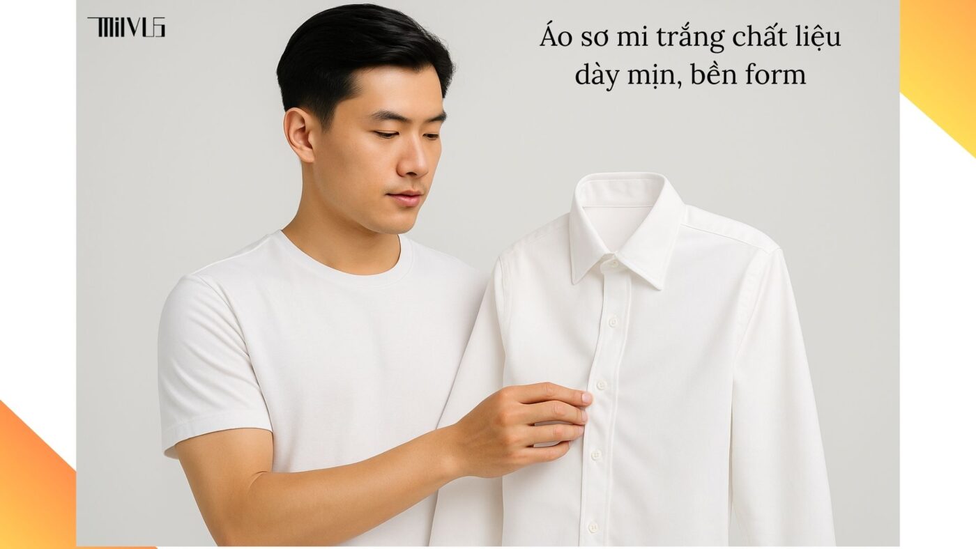 Áo sơ mi trắng cho người thích sự cứng cáp – chất liệu dày mịn, bền form