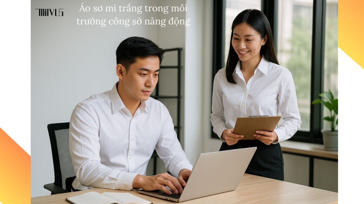 Áo sơ mi trắng cho người thích sự cứng cáp – phù hợp công sở năng động.