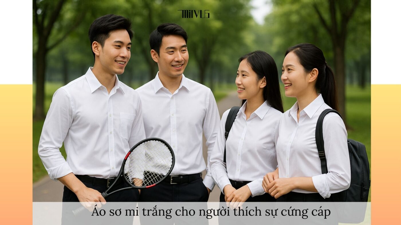 Áo sơ mi trắng cho người thích sự cứng cáp – phong cách thể thao, mạnh mẽ, hiện đại.