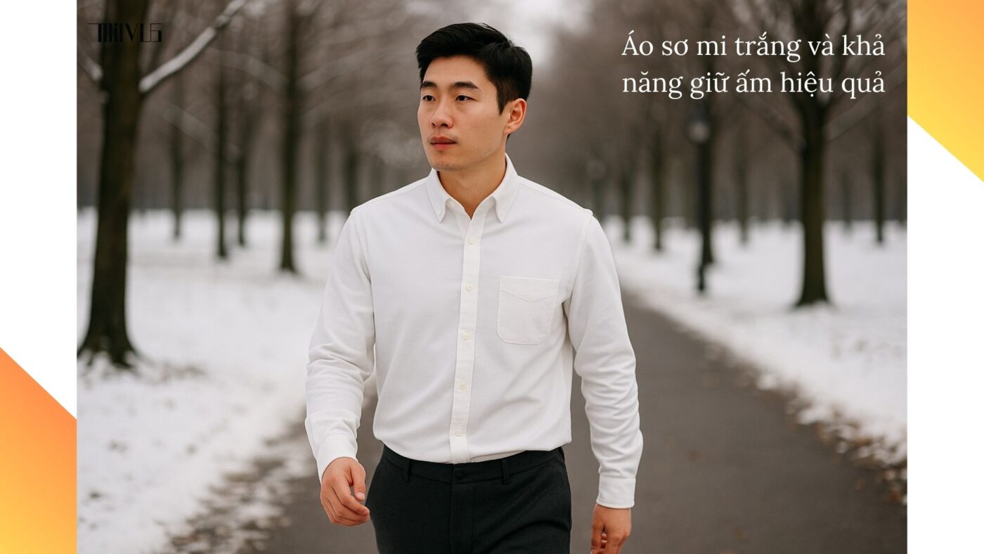 Áo sơ mi trắng cho người thích vải dày dặn mùa đông – giữ ấm hiệu quả ngoài trời
