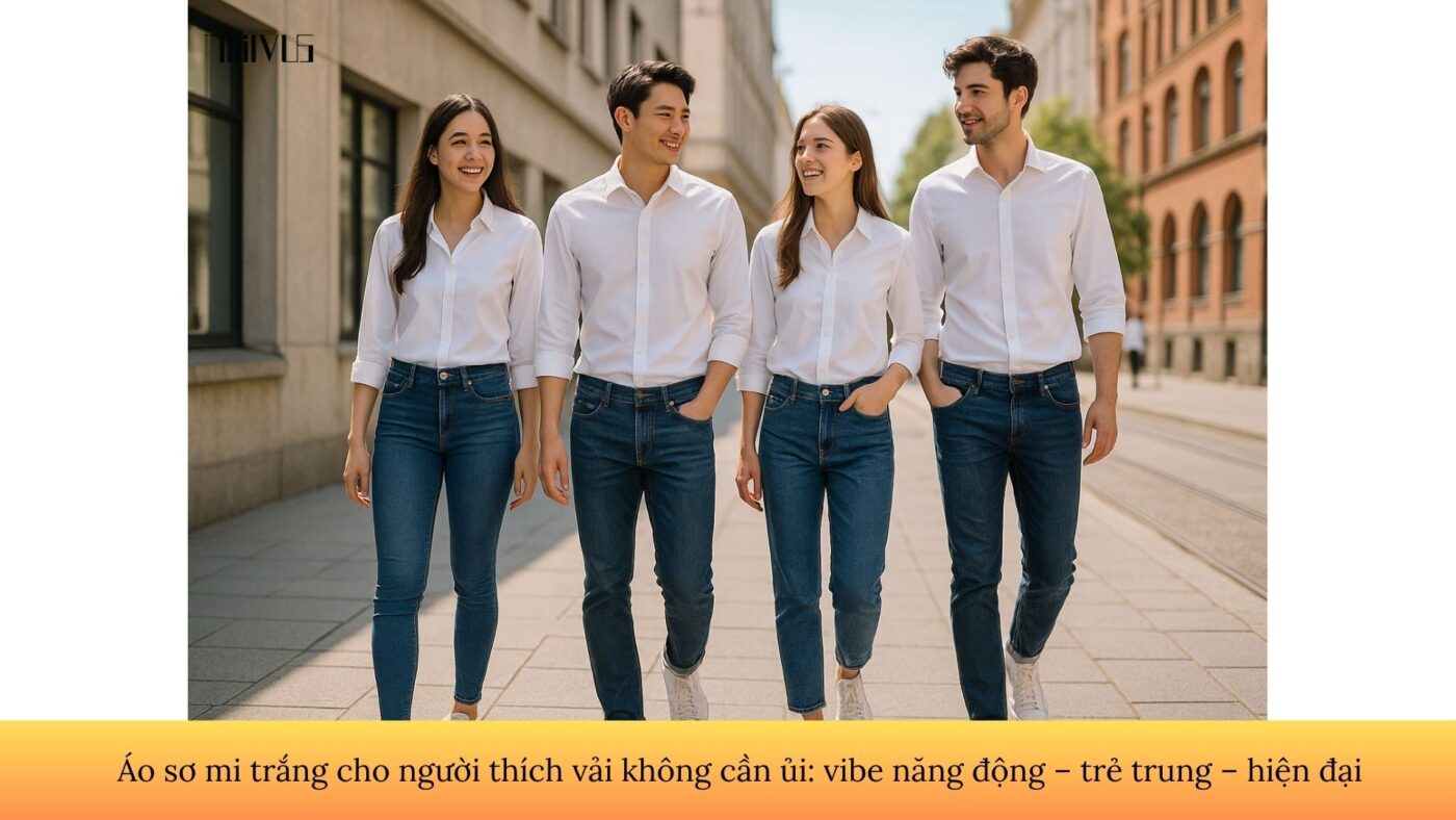 Phối áo sơ mi trắng cho phong cách dạo phố trẻ trung