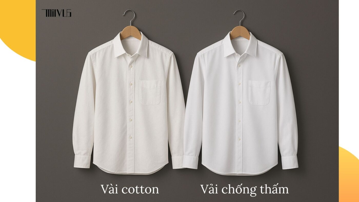 So sánh áo sơ mi trắng cotton và áo sơ mi trắng vải không thấm mồ hôi