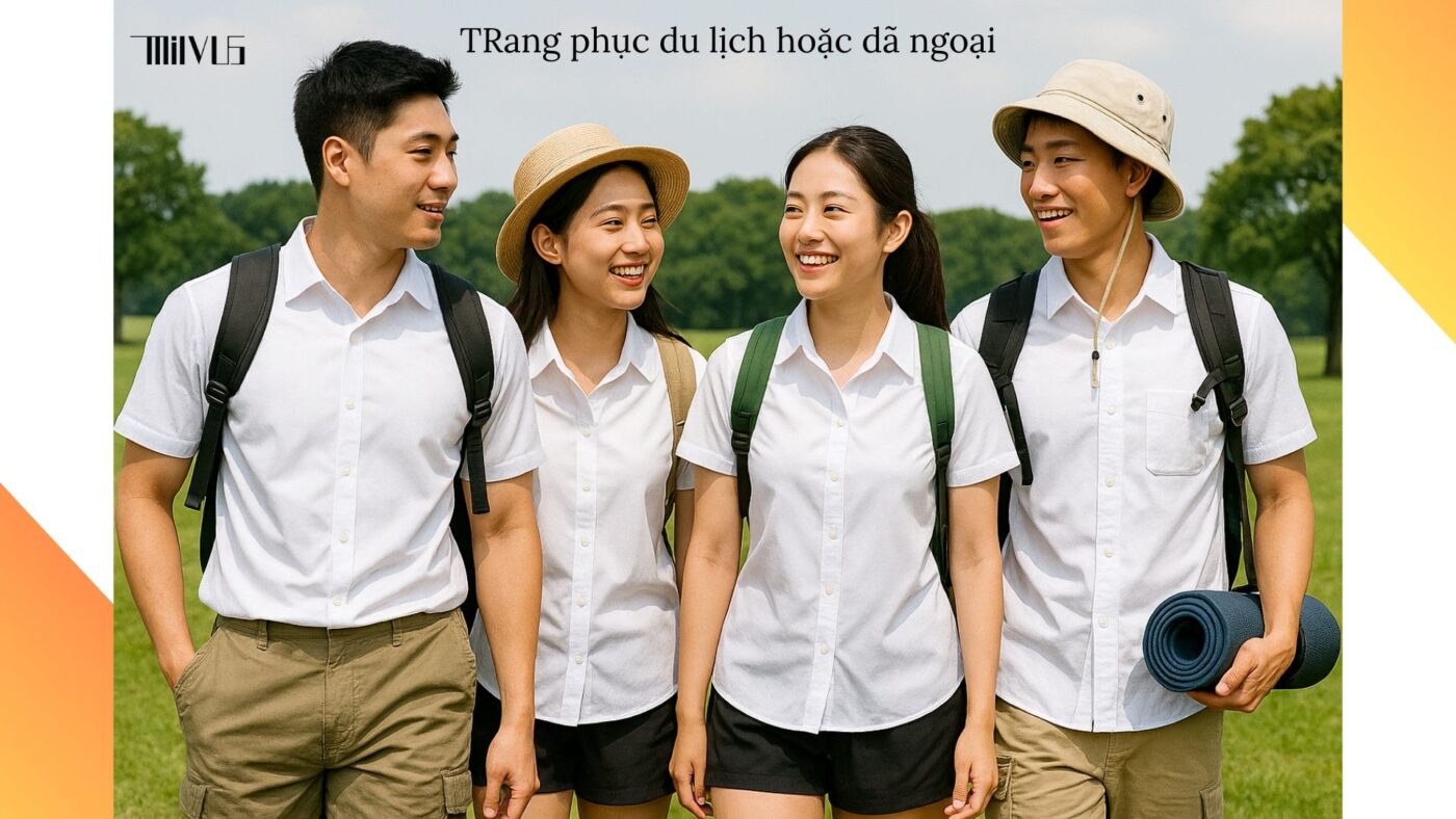 Áo sơ mi trắng vải không thấm mồ hôi cho du lịch và dã ngoại