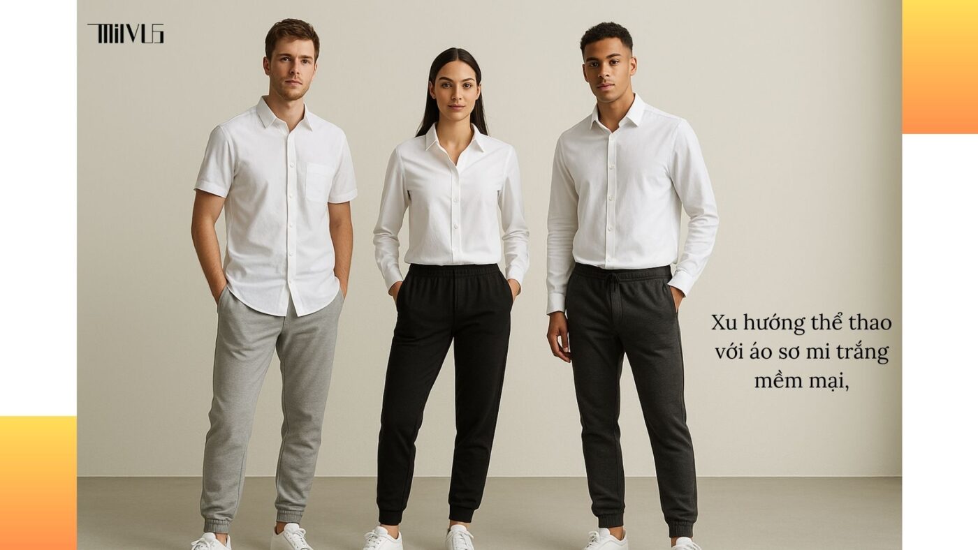 Xu hướng thể thao với áo sơ mi trắng mềm mại