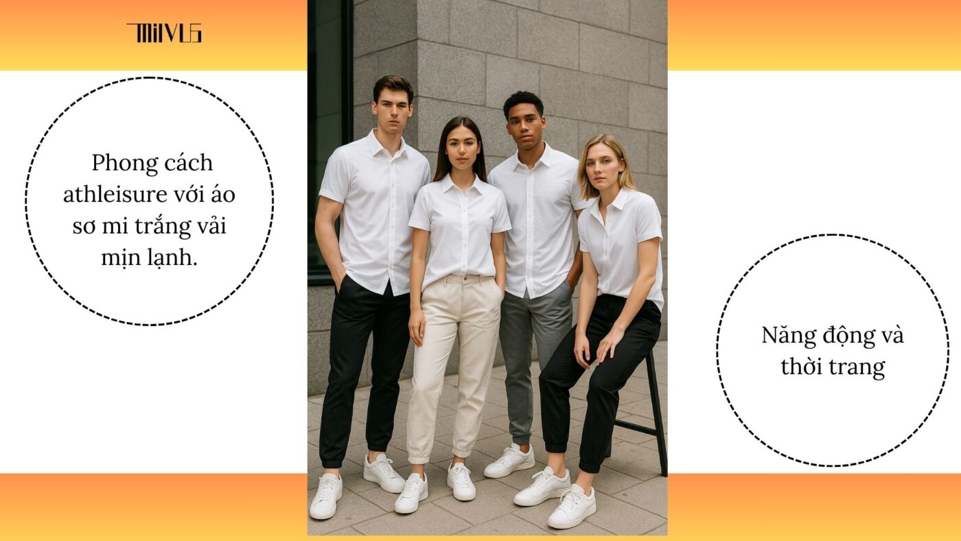 Phong cách athleisure với áo sơ mi trắng