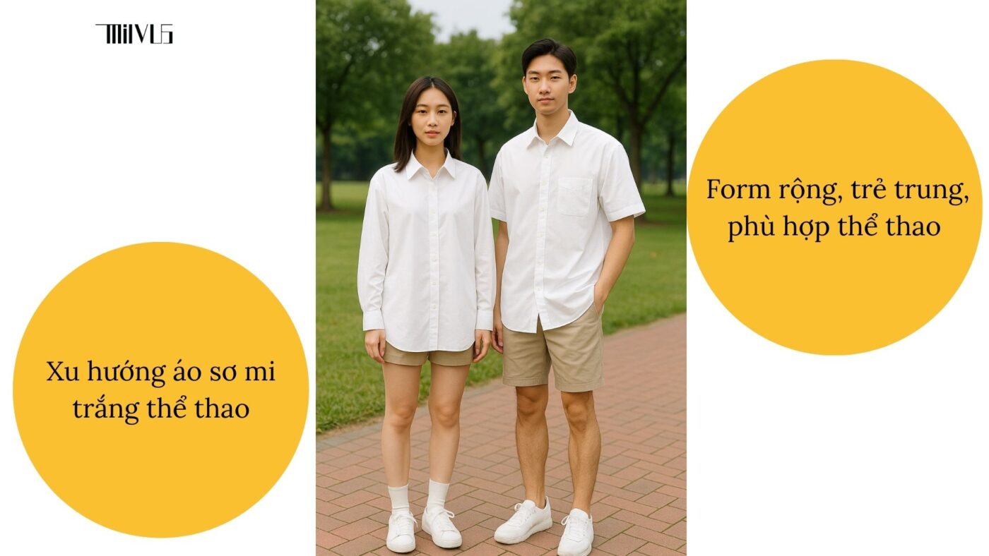 Xu hướng áo sơ mi trắng vải mỏng nhẹ – form rộng, trẻ trung, phù hợp thể thao