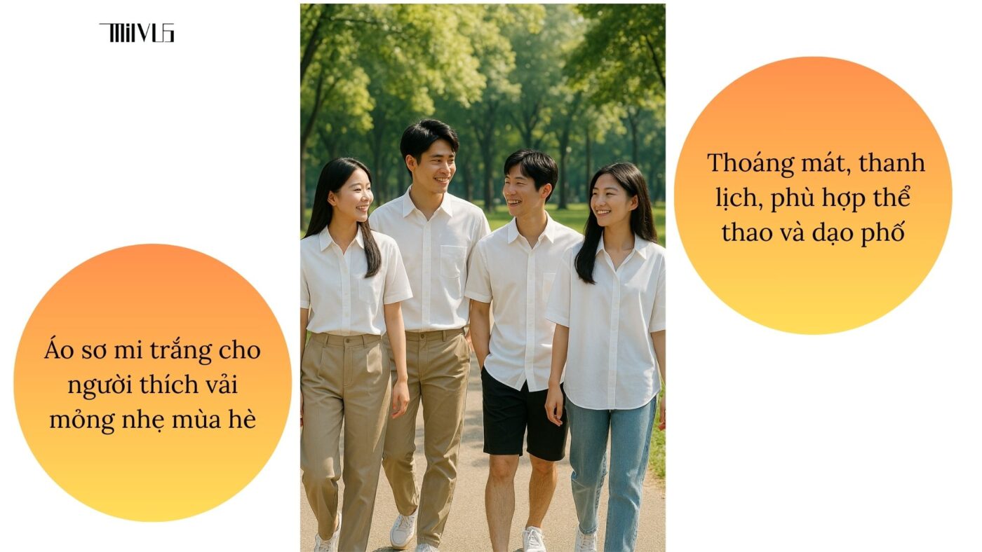 Áo sơ mi trắng cho người thích vải mỏng nhẹ mùa hè – thoáng mát, thanh lịch, phù hợp thể thao và dạo phố.