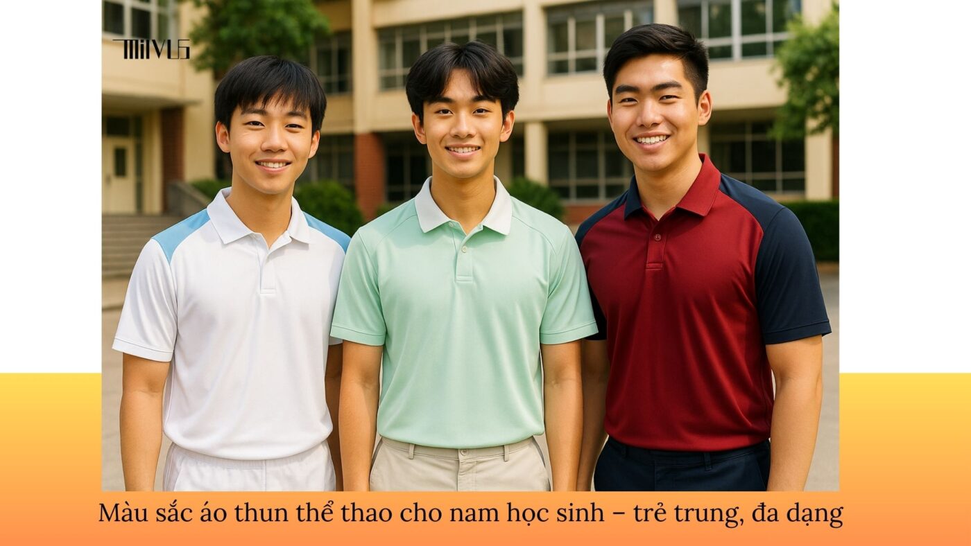 Màu sắc áo thun thể thao cho nam học sinh – trẻ trung, đa dạng.