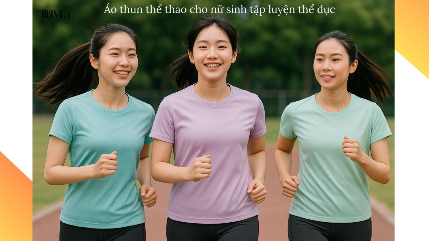 Áo thun thể thao cho nữ sinh tập luyện thể dục – thoáng mát, co giãn