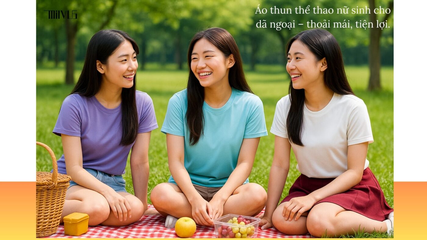 Áo thun thể thao nữ sinh cho dã ngoại – thoải mái, tiện lợi.