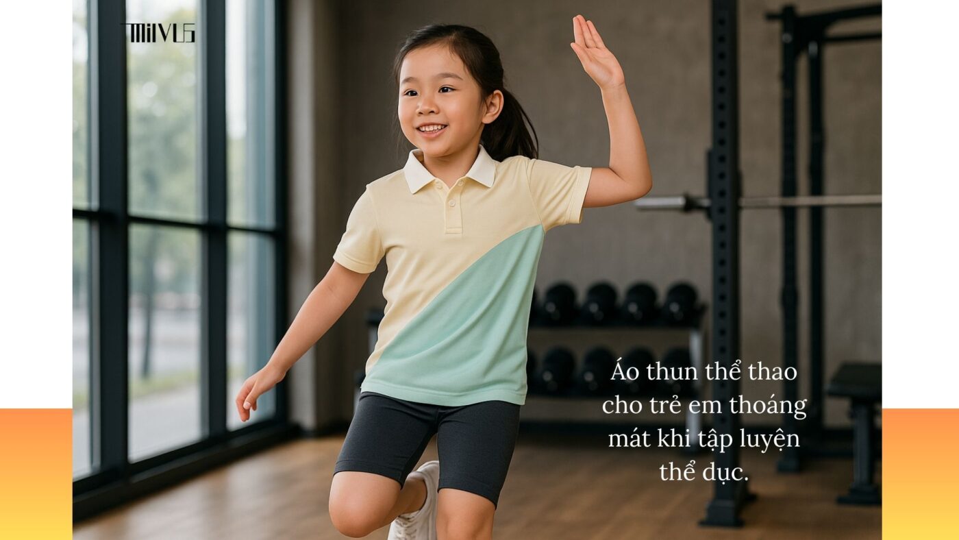 Áo thun thể thao cho trẻ em thoáng mát khi tập luyện thể dục