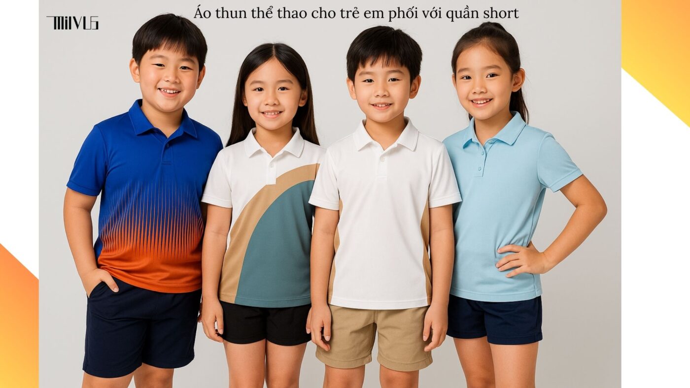 Áo thun thể thao cho trẻ em phối với quần short năng động