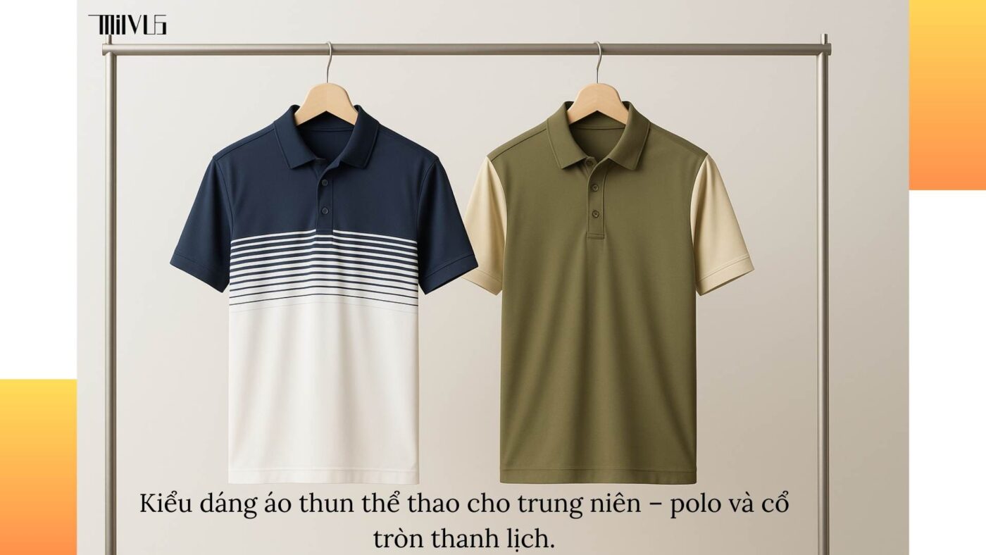 Kiểu dáng áo thun thể thao cho trung niên – polo và cổ tròn thanh lịch