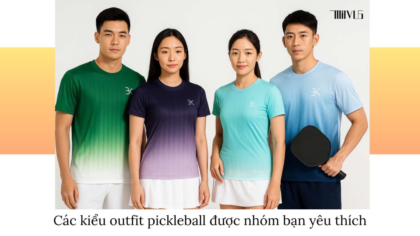 Outfit pickleball cho nhóm bạn phối đồng phục