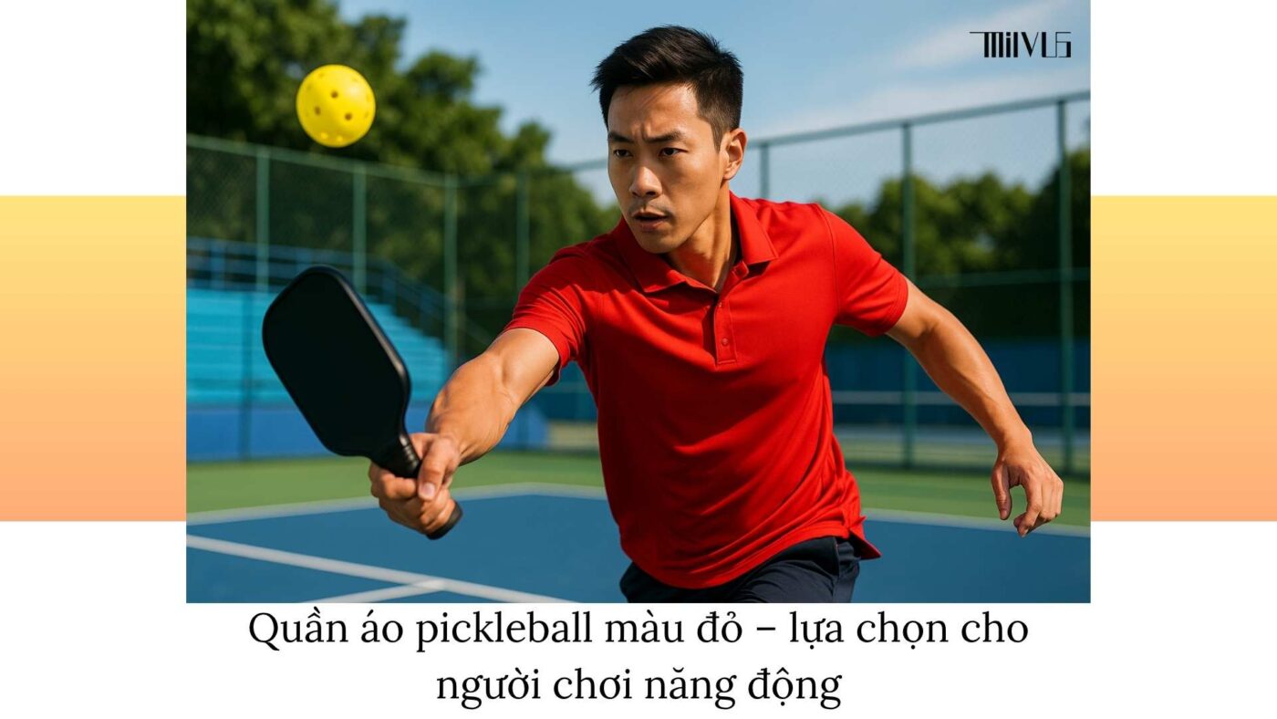 Quần áo pickleball màu đỏ nổi bật trên sân