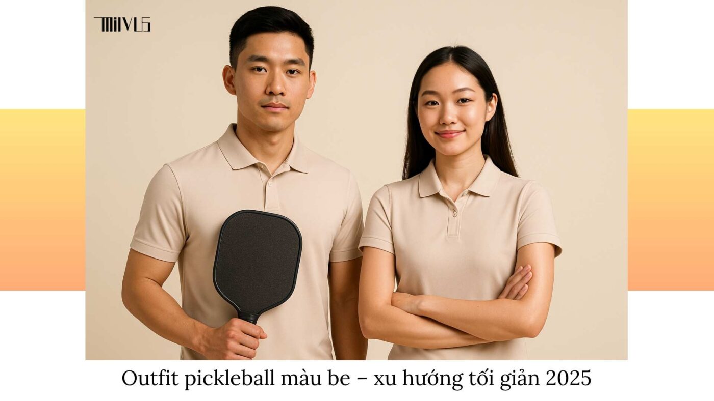 Outfit pickleball màu be nhẹ nhàng tinh giản