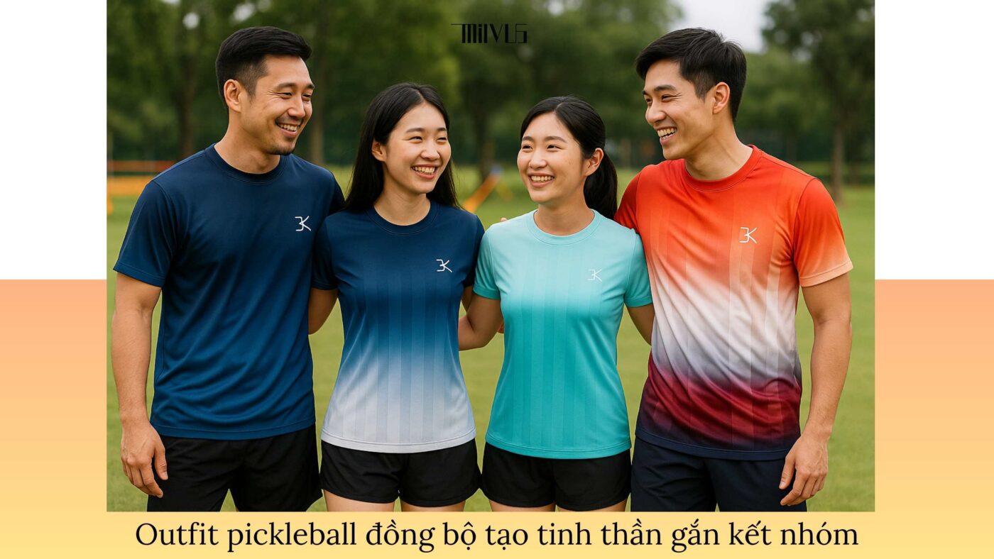 Outfit pickleball cho nhân viên công ty tham gia team building
