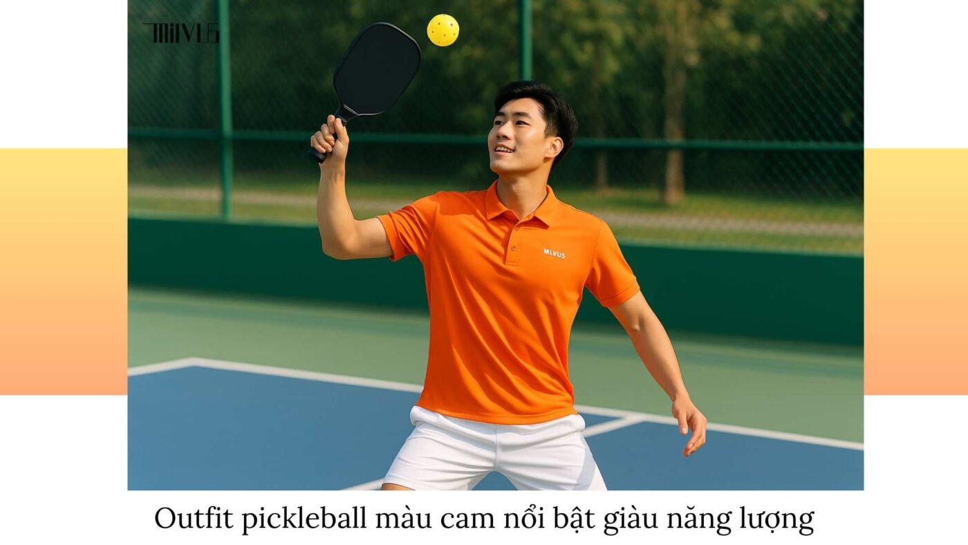 Outfit pickleball màu cam nổi bật giàu năng lượng