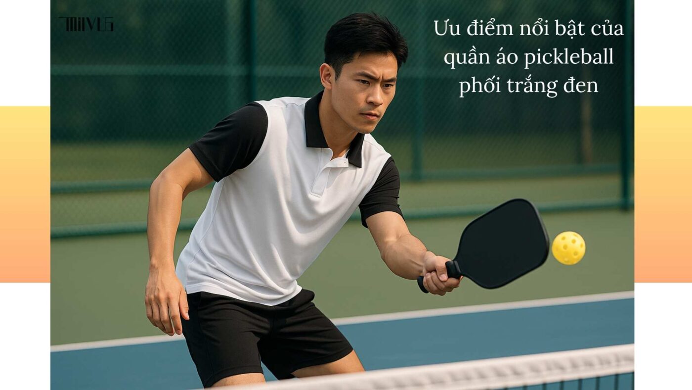 Quần áo pickleball phối trắng đen kinh điển