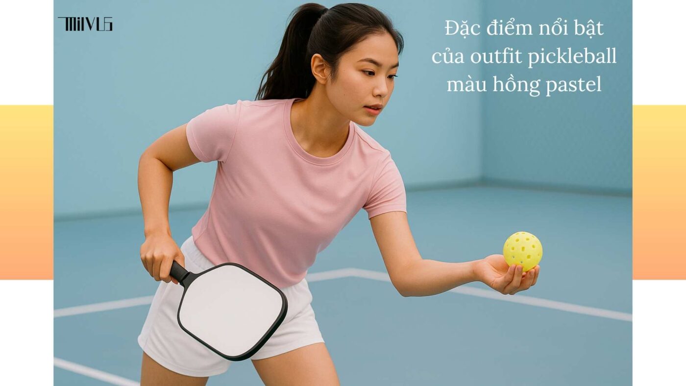 Outfit pickleball màu hồng pastel cho bạn nữ