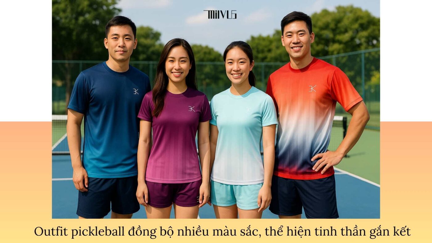 Outfit pickleball cho nhóm đồng nghiệp tham gia giải phong trào
