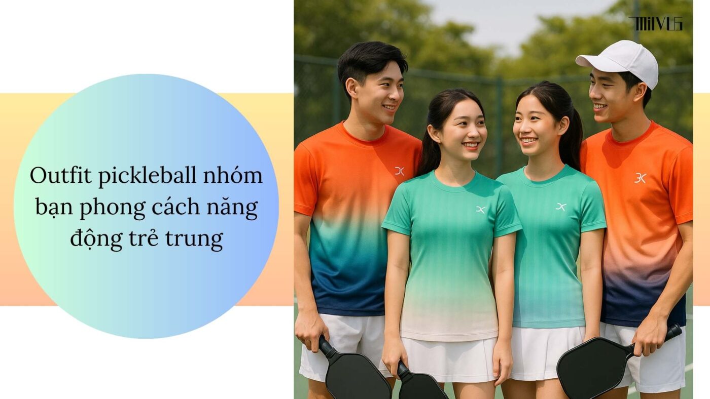 Outfit pickleball cho nhóm bạn phối đồng phục