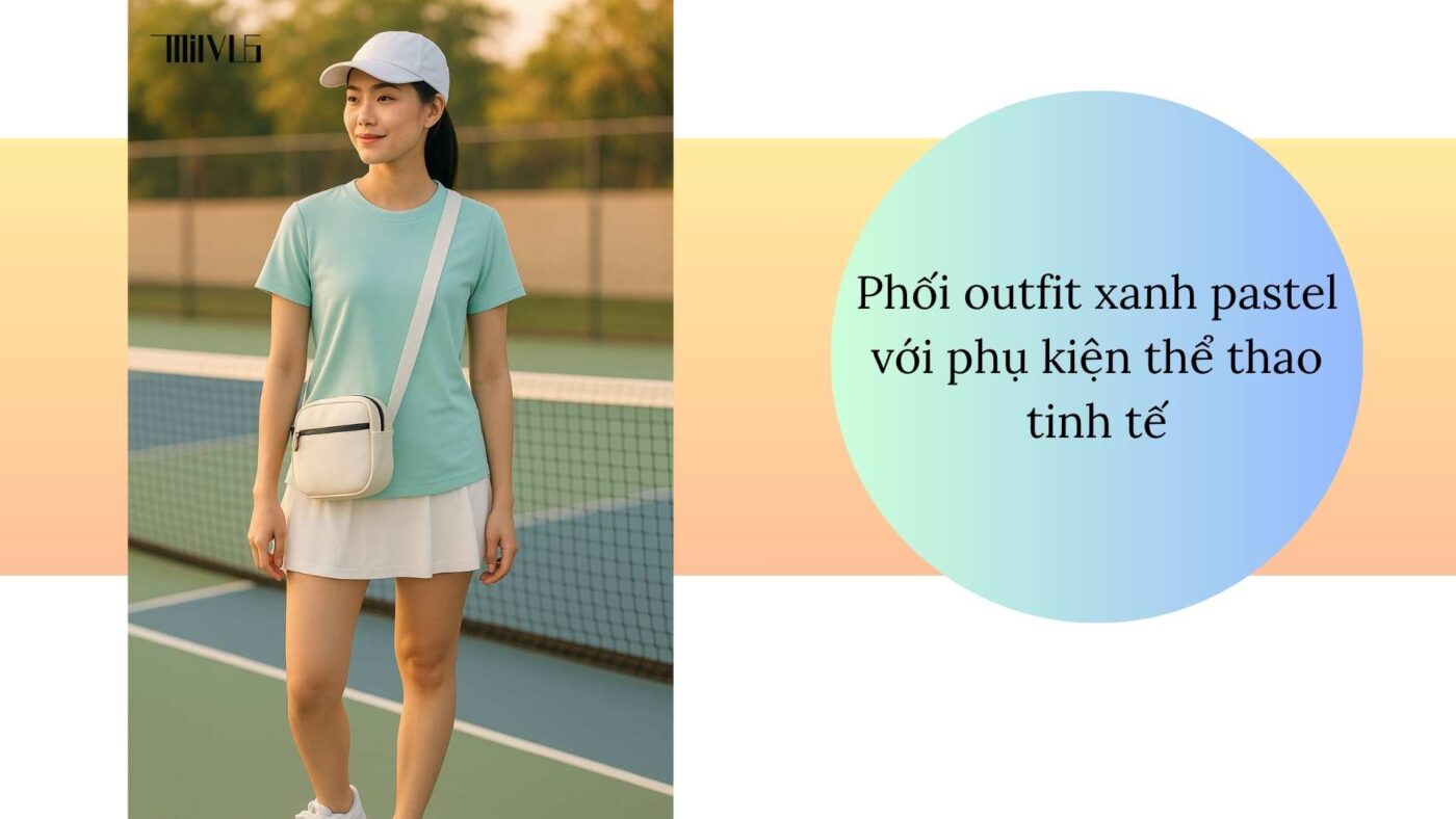 Outfit pickleball màu xanh pastel trẻ trung