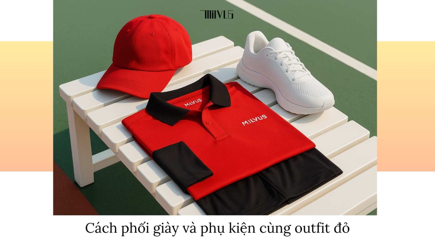 Quần áo pickleball màu đỏ nổi bật trên sân