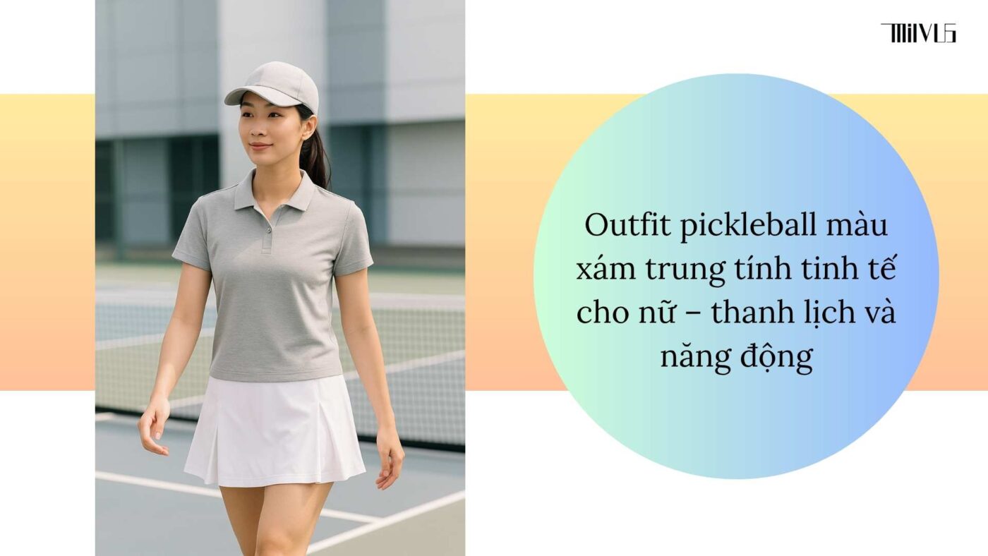 Outfit pickleball màu xám trung tính tinh tế
