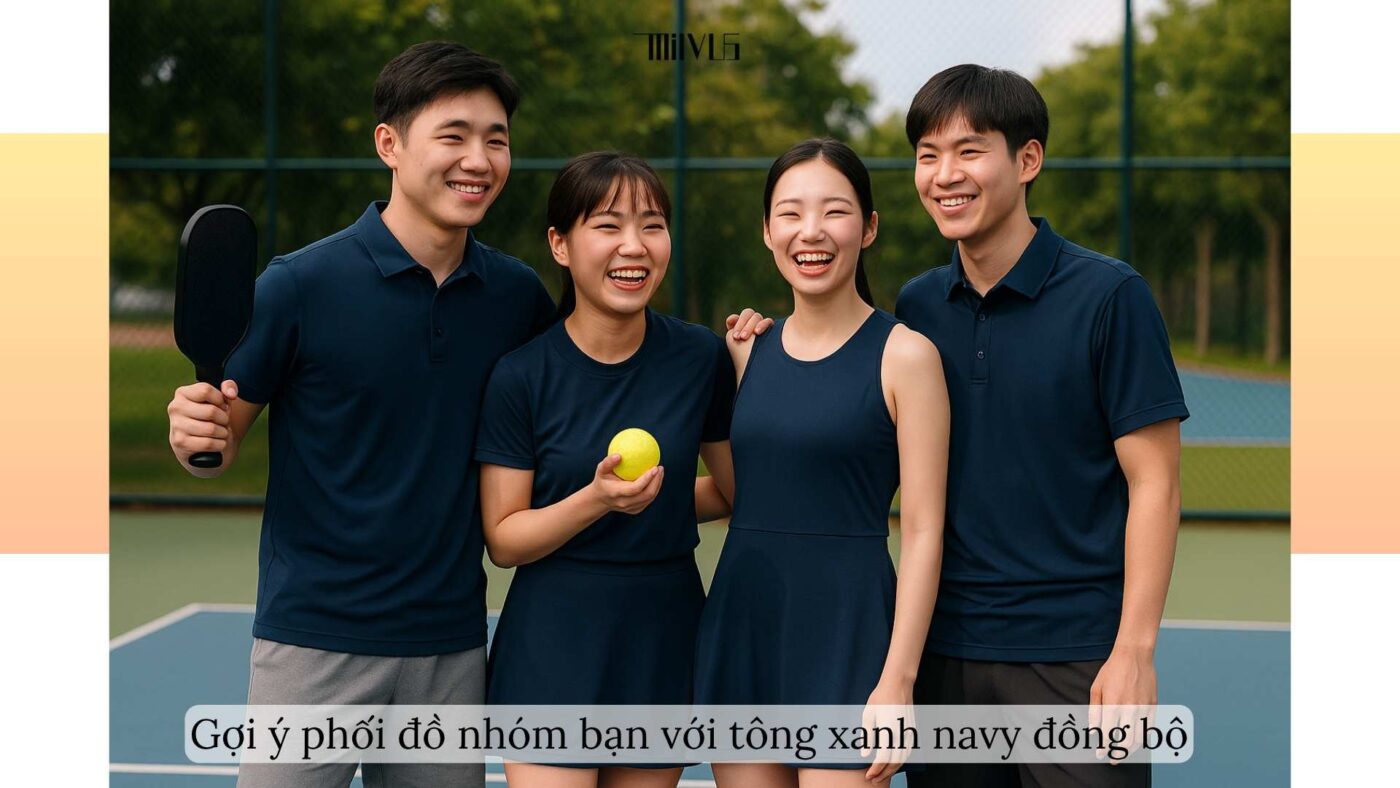 Quần áo pickleball màu xanh navy phong cách