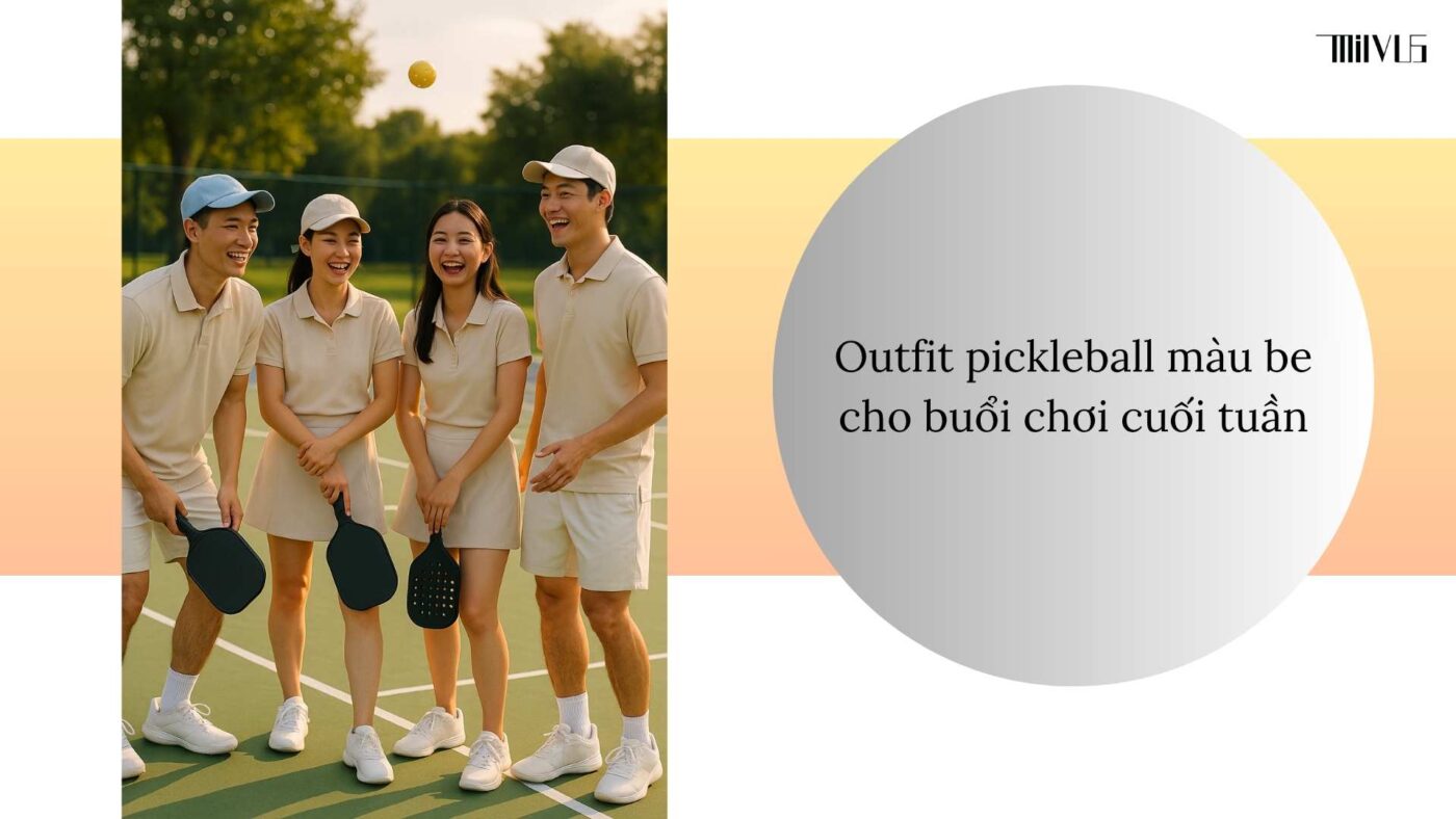 Outfit pickleball màu be nhẹ nhàng tinh giản
