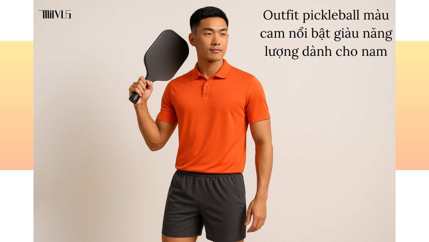 Outfit pickleball màu cam nổi bật giàu năng lượng