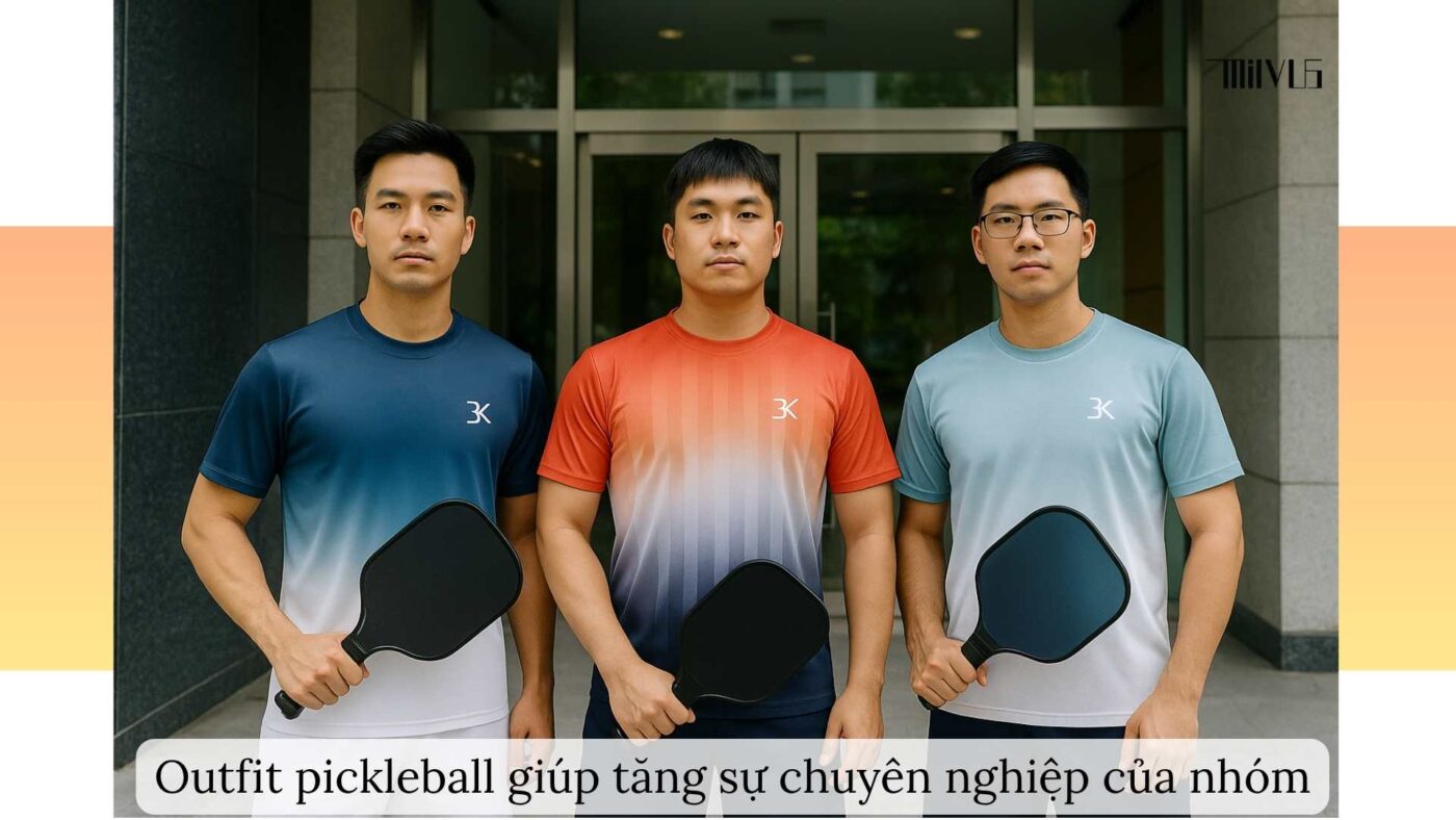 Outfit pickleball cho nhóm đồng nghiệp tham gia giải phong trào